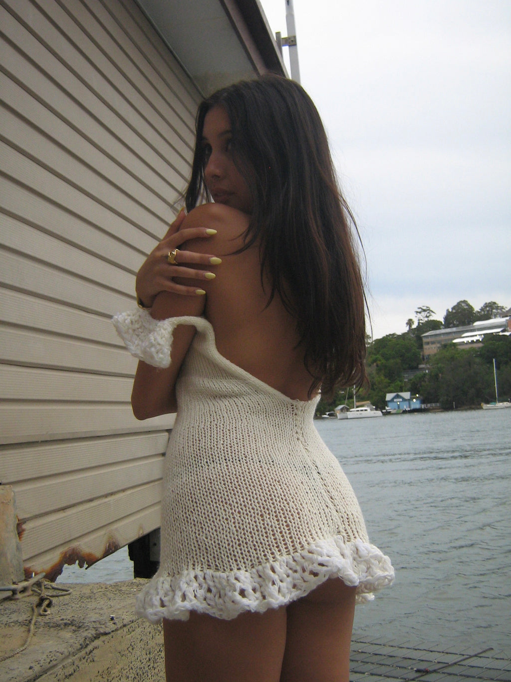 Cream Ruffled Mini Dress