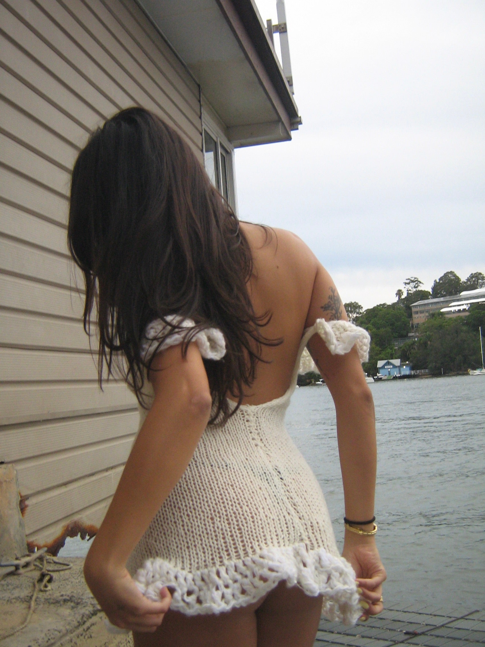 Cream Ruffled Mini Dress