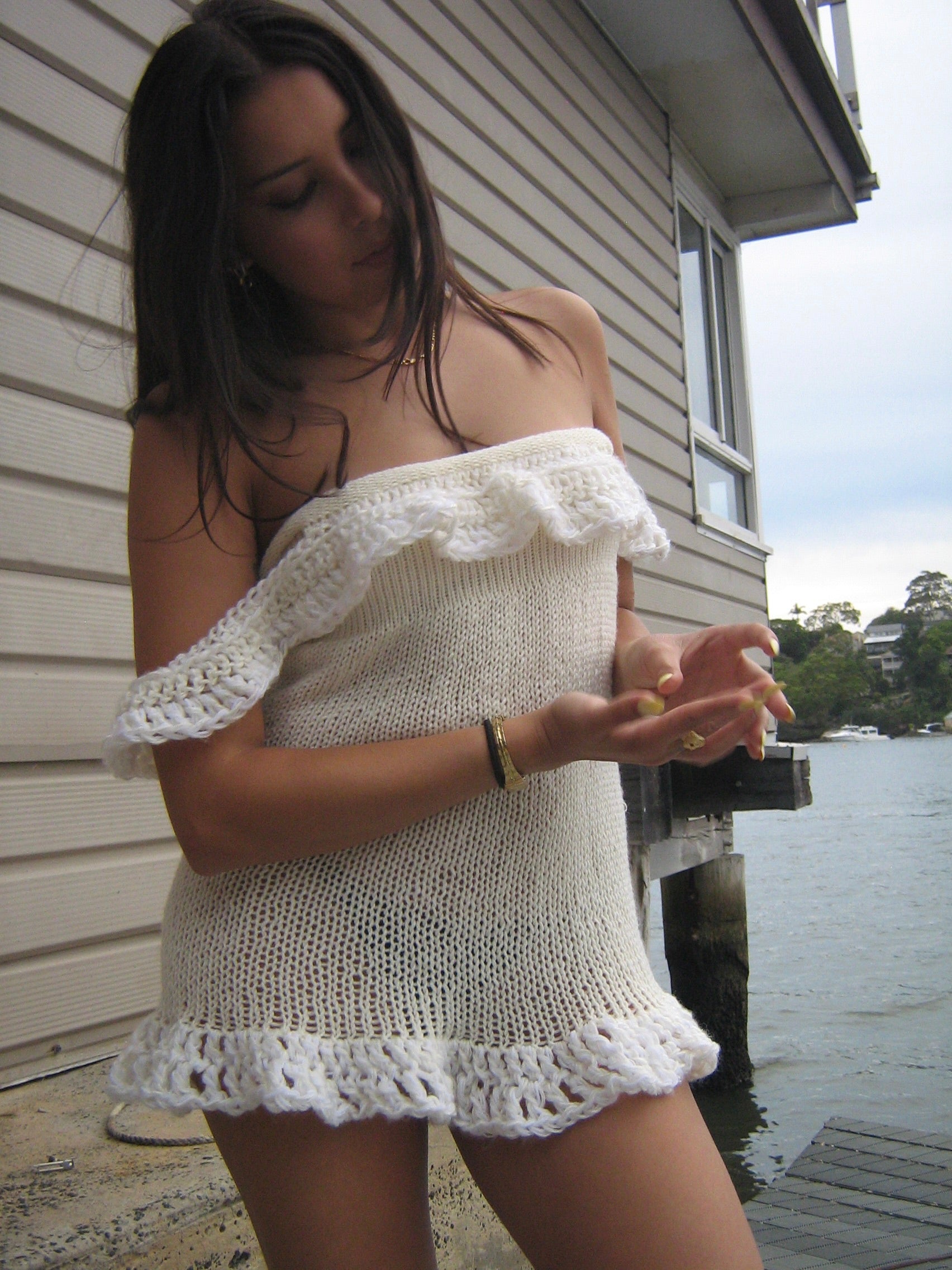 Cream Ruffled Mini Dress