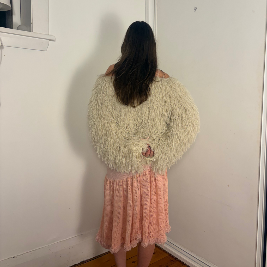 FAUX FUR JACKET - CREAM/PINK TINT