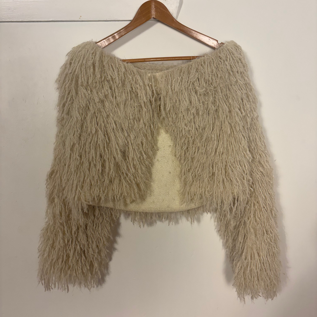 FAUX FUR JACKET - CREAM/PINK TINT
