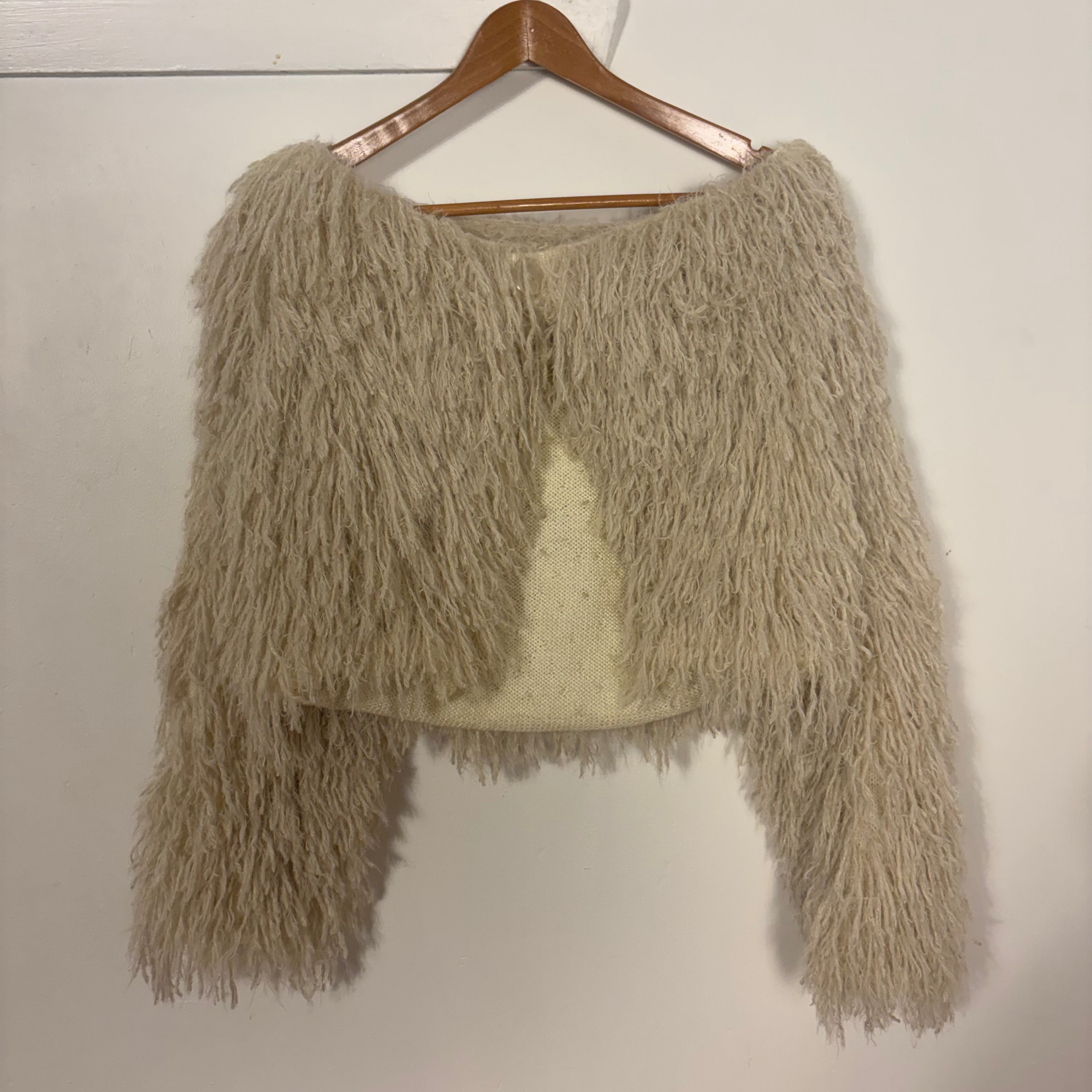 FAUX FUR JACKET - CREAM/PINK TINT