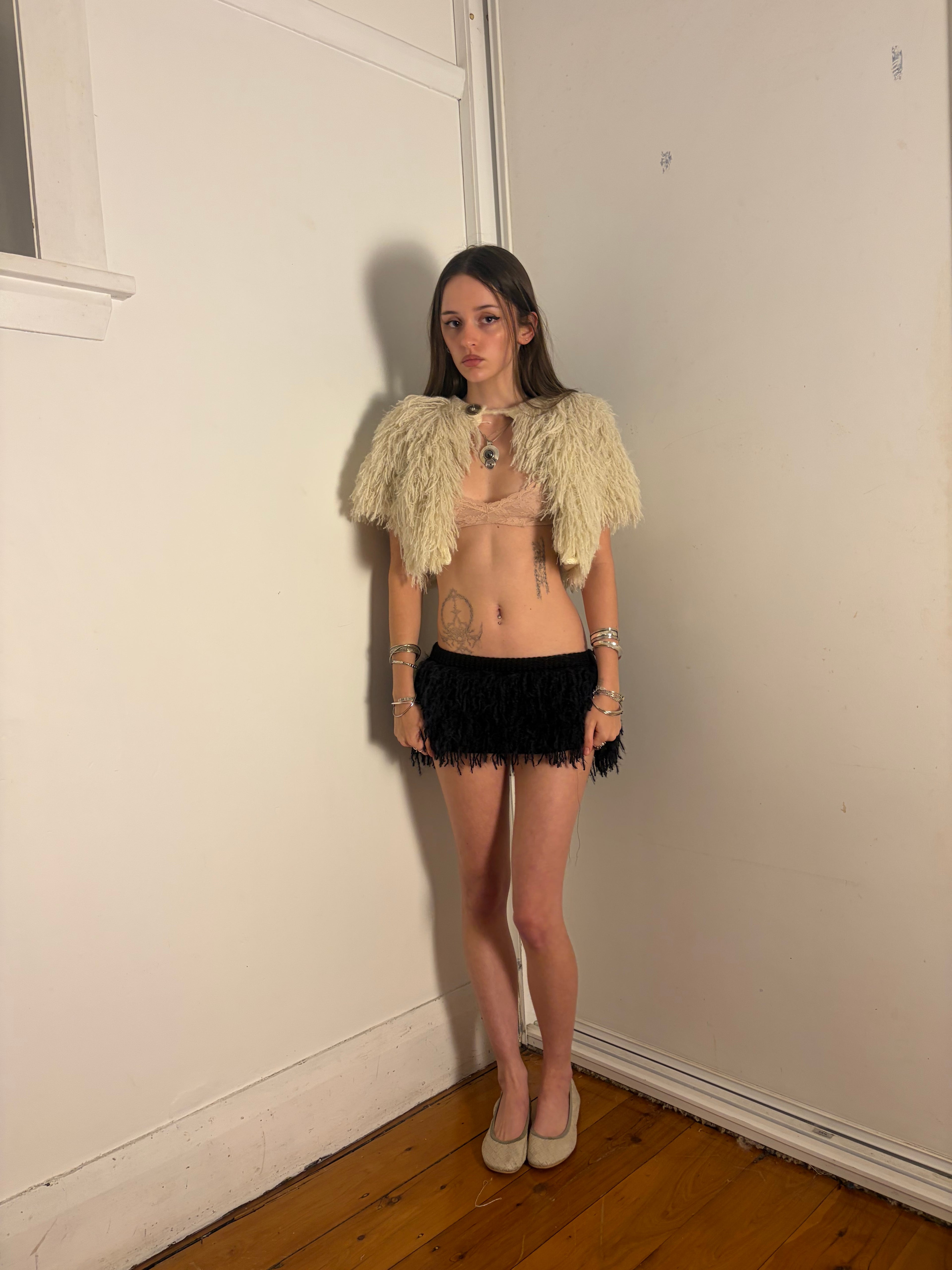 FAUX FUR VEST - CREAM/PINK TINT