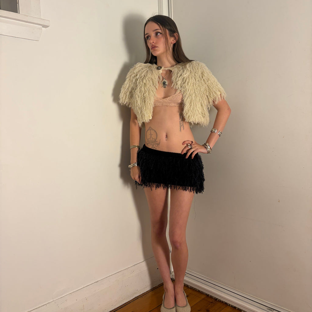 FAUX FUR VEST - CREAM/PINK TINT