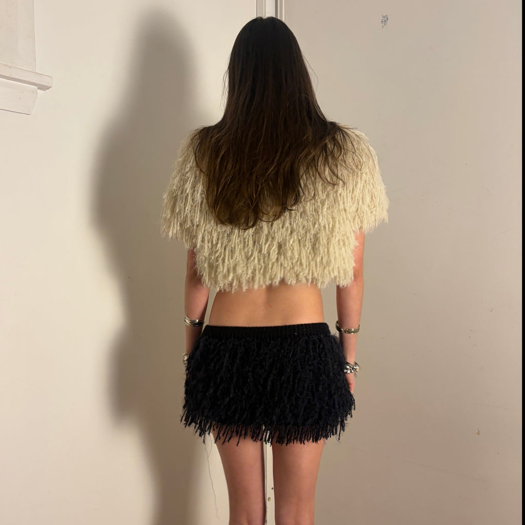 FAUX FUR VEST - CREAM/PINK TINT