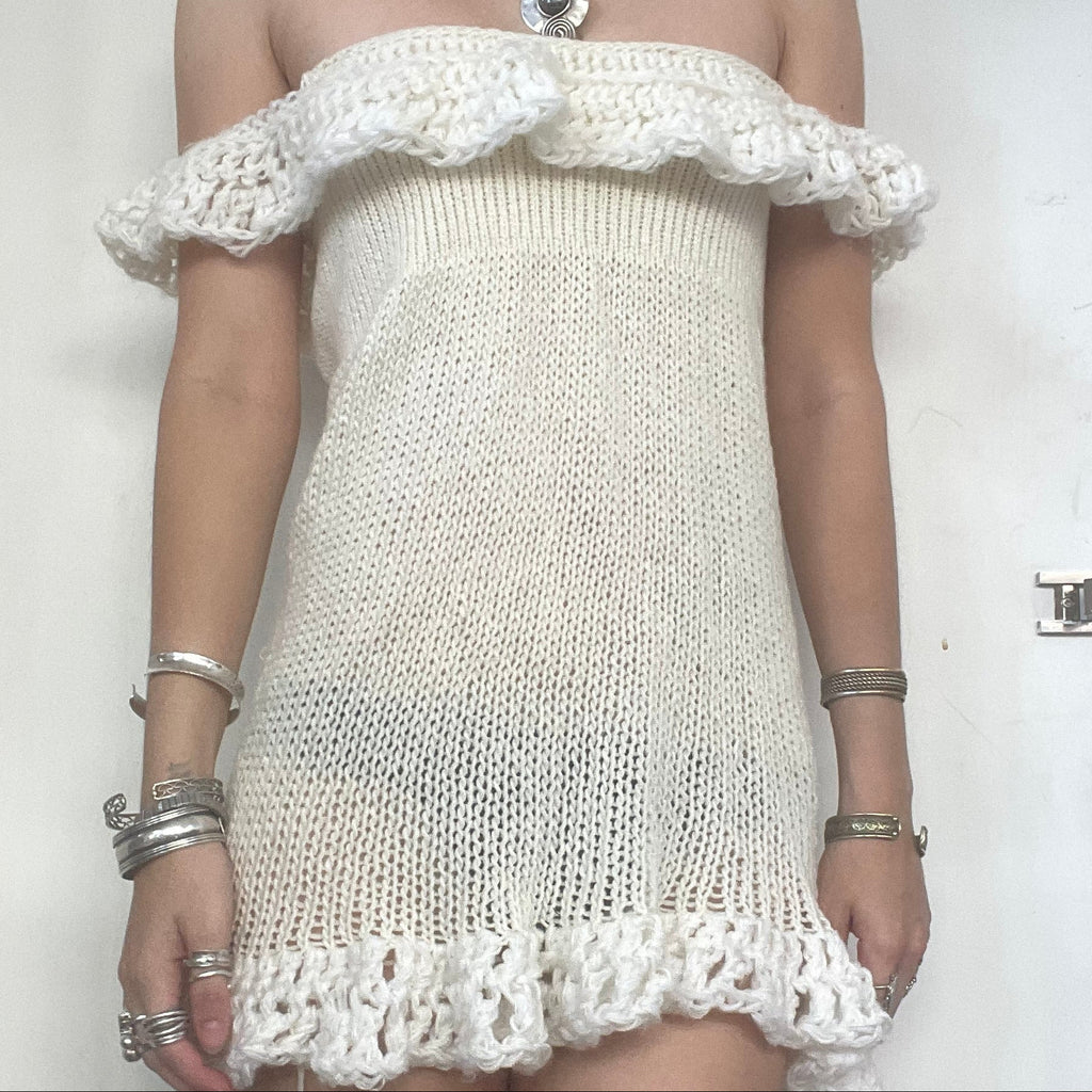 Cream Ruffled Mini Dress